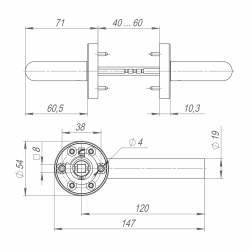 Ручка Fuaro (Фуаро) раздельная R.DSS201-0204/19 (DSS-0204/19) INOX 201