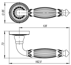 Ручка Armadillo (Армадилло) раздельная R.CL55.Bella (Bella CL2) SILVER-925 серебро 925