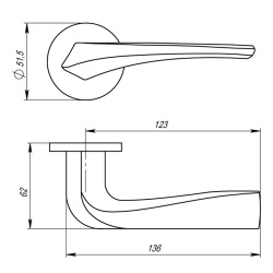 Ручка Armadillo (Армадилло) раздельная R.URS52.FLAME FSG-39 флорентийское золото