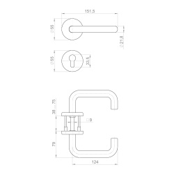 Комплект Fuaro (Фуаро) дверных ручек с накладками под цилиндр FR.DH57.0219 NE (DH-0219 NE) 9x140 мм, BL-24 черный
