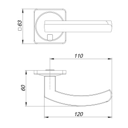 Ручка Fuaro (Фуаро) раздельная K.MSC62.MOSAIC SSC-16 сатинированный хром, квадрат 170 мм