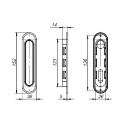 Ручка Punto (Пунто) для раздвижных дверей SH.SL152.010 (Soft LINE SL-010) SN матовый никель