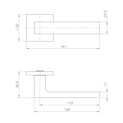Ручка Fuaro (Фуаро) раздельная K.TRG52.TETRAGON BL-24 черный квадрат 8х170 мм