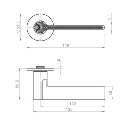 Ручка Armadillo (Армадилло) раздельная R.YM.HONEY MWSC-33 итальянский тисненый