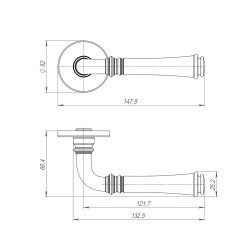 Ручка Punto (Пунто) раздельная R.ARC.R52.SORENTO SSG-39 сатин.золото