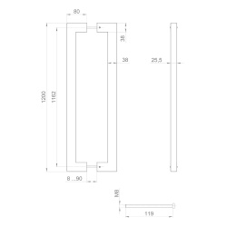 Ручка-скоба Fuaro (Фуаро) PULL.PH38/1200.26 INOX 304 (PH-26-38/1200-INOX) BLACK