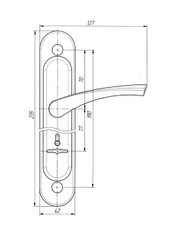 Ручка дверная Zenit (Зенит) на планке РФ2-77.01 (для замков 10.11,30.11), медь